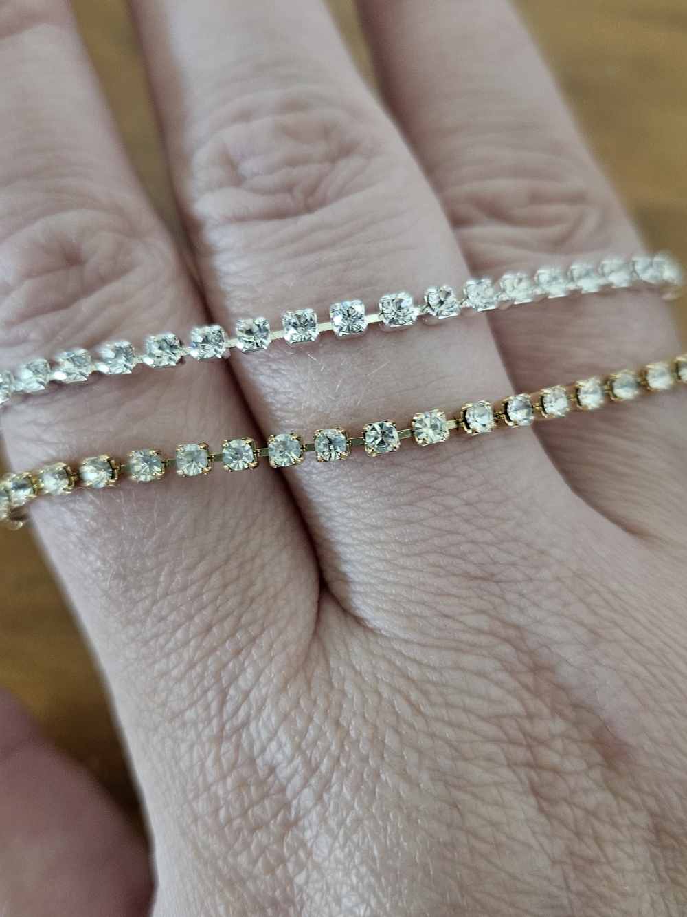 Women's Gold and Silver Tennis Bracelet Duo with Sparkling Crystals